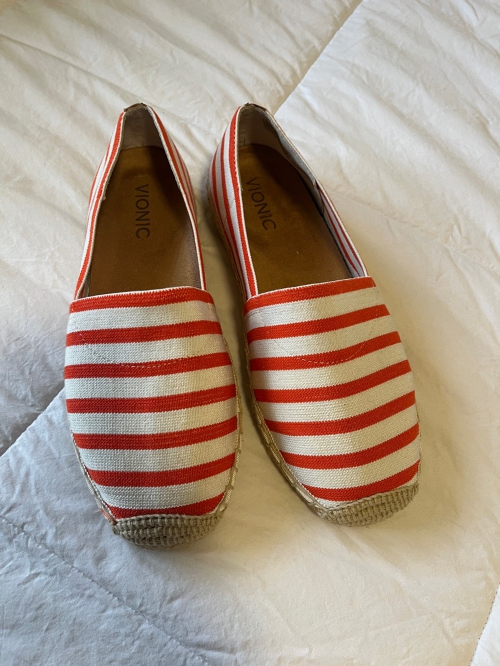 Vionic orange and White Striped Slip-On Espadrilles - New